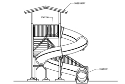 Closed Fiberglass Flume Water Slide Model 1616-32 plan view Closed Fiberglass Flume Water Slide Model 1616-32 plan view