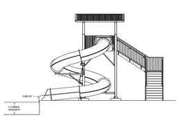 Closed Fiberglass Flume Water Slide Model 1616-32 plan view Closed Fiberglass Flume Water Slide Model 1616-32 plan view