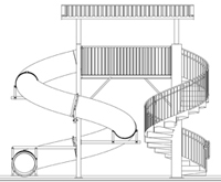 Polyethylene Flume Water Slide Model 1616 Spiral Stairs Plan View Polyethylene Flume Water Slide Model 1616 Spiral Stairs Plan View
