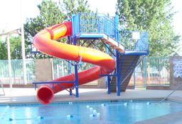 Polyethylene Flume Water Slide Model 1616 with 48 inch wide stairs Polyethylene Flume Water Slide Model 1616