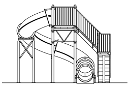 Closed Flume Fiberglass Water Slide Model 1628-32 plan view Closed Flume Fiberglass Water Slide Model 1628-32 plan view