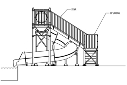 Closed Flume Fiberglass Water Slide Model 1688-32 plan view Closed Flume Fiberglass Water Slide Model 1688-32 plan view