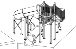 Closed Flume Fiberglass Water Slide Model 1688-32 plan view Closed Flume Fiberglass Water Slide Model 1688-32 plan view