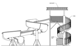 Open Fiberglass Flume Water Slide Model 1823 plan view Open Fiberglass Flume Water Slide Model 1823 plan view