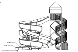 Double Fiberglass Flume Water Slide Model 1865-32 plan view Double Fiberglass Flume Water Slide Model 1865-32 plan view