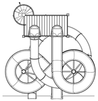 Double Fiberglass Flume Water Slide Model 1865-32 plan view Double Fiberglass Flume Water Slide Model 1865-32 plan view