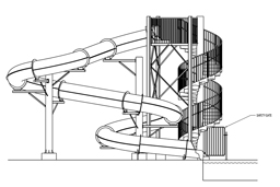 Closed Flume Fiberglass Water Slide Model 1925 plan view Closed Flume Fiberglass Water Slide Model 1925 plan view