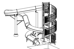 Closed Flume Fiberglass Water Slide Model 1925 plan view Closed Flume Fiberglass Water Slide Model 1925 plan view