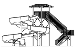 Fiberglass Flume Water Slide Model 1940 plan view