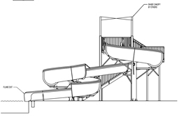 Open Fiberglass Flume Water Slide Model 3001 plan view Open Fiberglass Flume Water Slide Model 3001 plan view