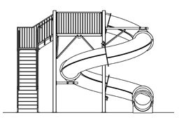 Closed Fiberglass Flume Water Slide Model 1615-32 plan view Closed Fiberglass Flume Water Slide Model 1615-32 plan view