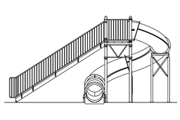Closed Flume Fiberglass Water Slide Model 1628-32 plan view Closed Flume Fiberglass Water Slide Model 1628-32 plan view