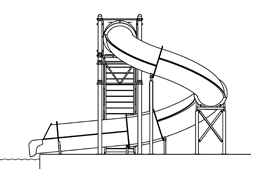 Closed Flume Fiberglass Water Slide Model 1628-32 plan view Closed Flume Fiberglass Water Slide Model 1628-32 plan view