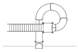 Closed Flume Fiberglass Water Slide Model 1628-32 plan view Closed Flume Fiberglass Water Slide Model 1628-32 plan view