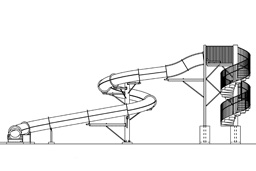 Closed Flume Fiberglass Water Slide Model 2057 plan view Closed Flume Fiberglass Water Slide with exit lane Model 2057