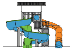 Double Fiberglass Flume Water Slide Model 1860 plan view Double Fiberglass Flume Water Slide Model 1860 plan view