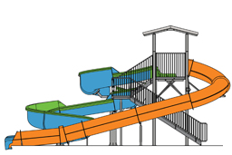 Double Fiberglass Flume Water Slide Model 1860 plan view Double Fiberglass Flume Water Slide Model 1860 plan view