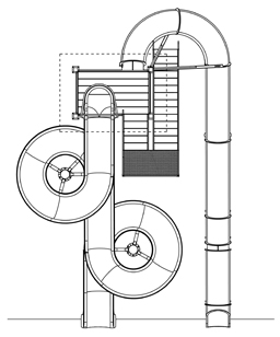 Double Fiberglass Flume Water Slide Model 1860 plan view Double Fiberglass Flume Water Slide Model 1860 plan view