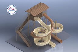 Combination Flume Water Slide Model 1865 3D Combination Flume Water Slide Model 1865 3D