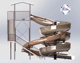 Combination Flume Water Slide Model 1865 3D Combination Flume Water Slide Model 1865 3D