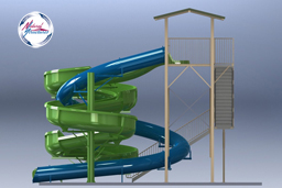 Combination Flume Water Slide Model 1865 3D Combination Flume Water Slide Model 1865 3D