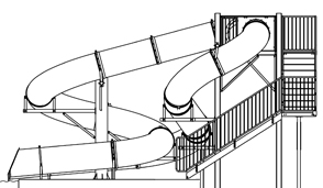 Double Polyethylene Flume Water Slide Model 1667 plan view Double Polyethylene Flume Water Slide Model 1667 plan view