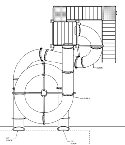 Double Polyethylene Flume Water Slide Model 1667 plan view Double Polyethylene Flume Water Slide Model 1667 plan view