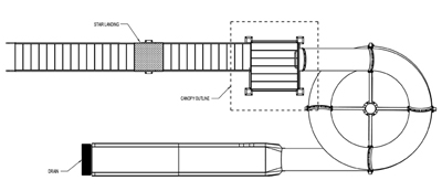 Polyethylene Flume Water Slide Model 1642 with Exit Lane plan view Polyethylene Flume Water Slide Model 1642 with Exit Lane plan view