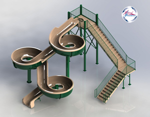 Fiberglass Flume Water Slide Model 1836 - 3D view Fiberglass Flume Water Slide Model 1836 - 3D view