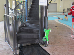 Fiberglass Flume Water Slide Model 1855 -Stair view, Security Gate Open Fiberglass Water Slide Model 1855 - Stair view, Security Gate Open