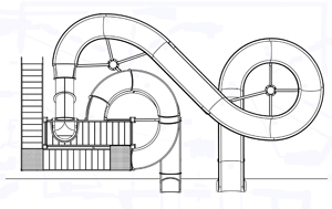 Double Fiberglass Flume Water Slide Model 2040 Double Fiberglass Flume Water Slide Model 2040