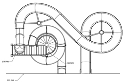 Double Fiberglass Flume Water Slide Model 2040 plan view Double Fiberglass Flume Water Slide Model 2040 plan view