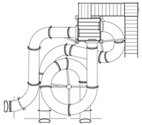 Triple Flume Water Slide Model 1666 Triple Flume Water Slide Model 1666 plan view