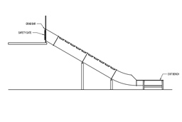 Closed Flume Stainless Steel Slide with Clear Skylights Model SS-A1018 plan view Closed Flume Stainless Steel Slide with Clear Skylights Model SS-A1018 plan view