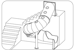 Stainless Steel Slide with portholes Model SS-A1031 plan view Stainless Steel Slide with portholes Model SS-A1031 plan view